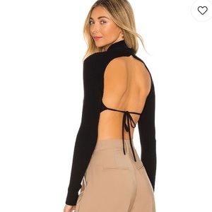 Camila Coelho Crop open back mock neck sweater